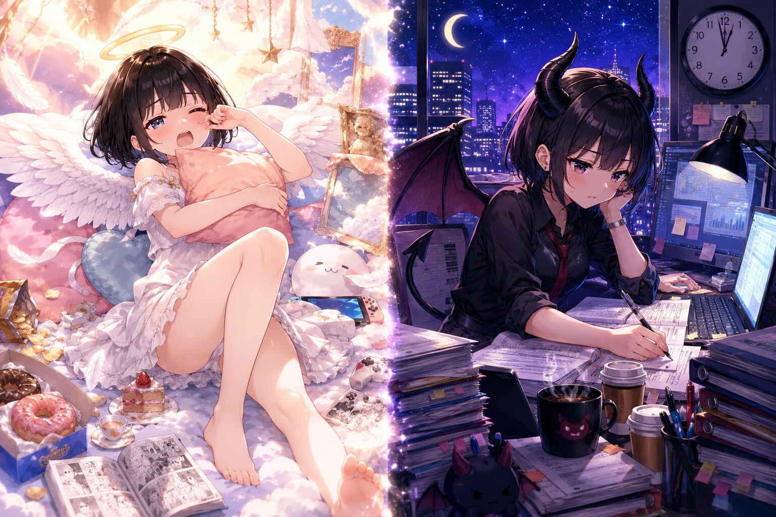 堕天使の女の子と悪魔の女の子