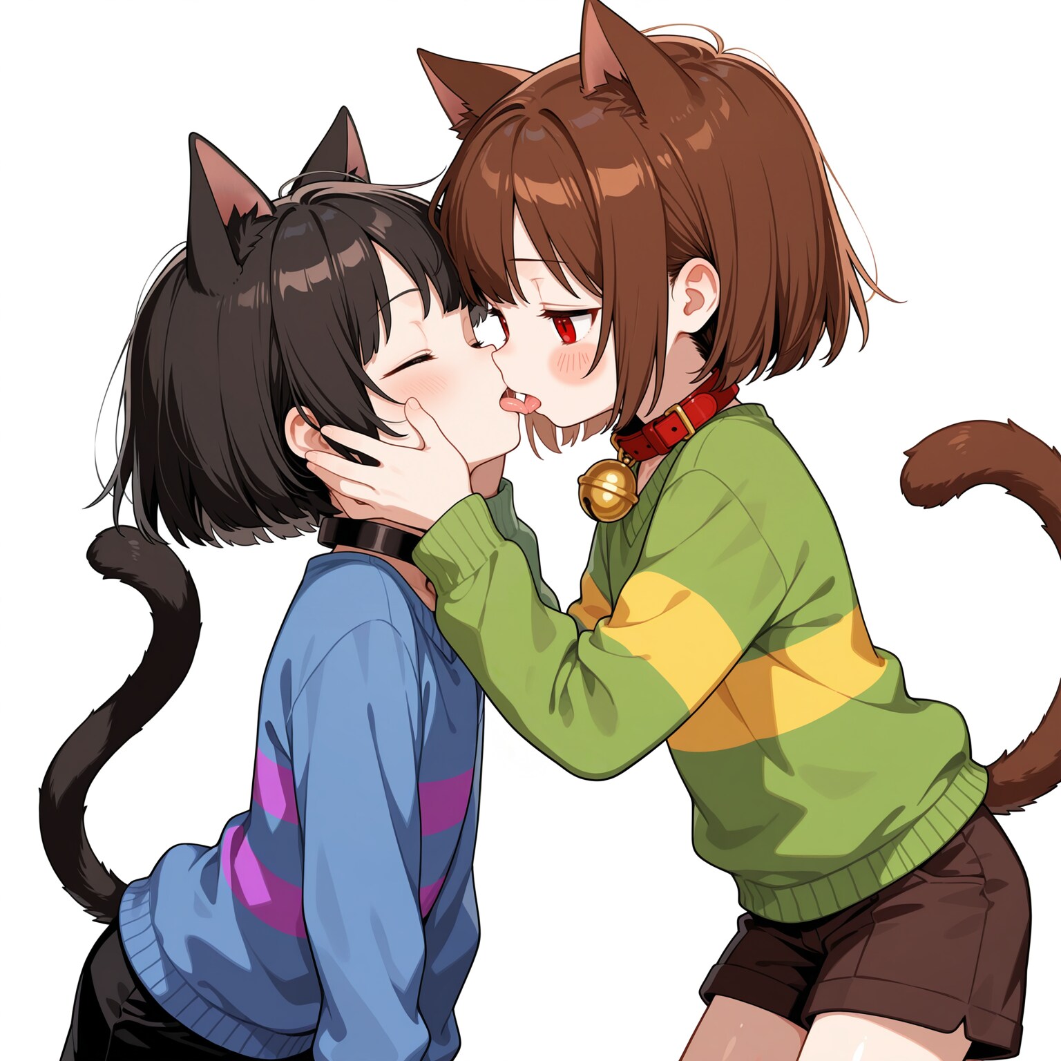 お互いに舐めてあげるのが盛り上がってしまった猫フリスクと猫キャラちゃん