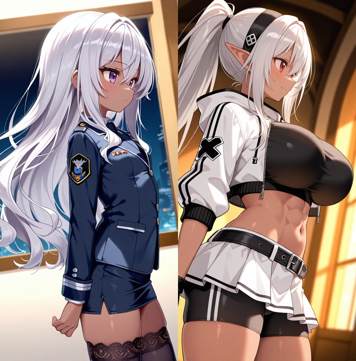 横顔比較・上司ちゃん＆褐色エルフさん