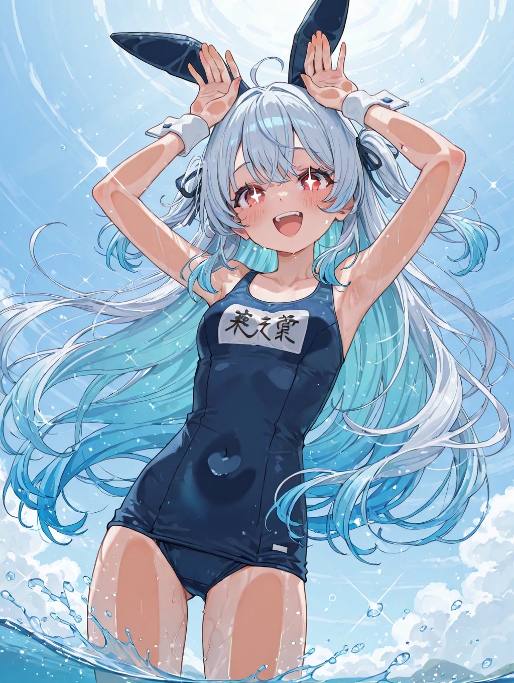 スク水バニーって、こうですかぁっ？♡