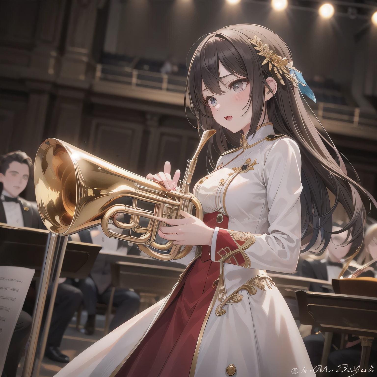 黒髪ロングでブラスバンドの少女２１ | の人気AIイラスト・グラビア