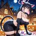 魔女の森ハロウィン黒猫コスプレ人妻 4枚目