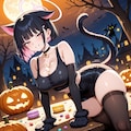 魔女の森ハロウィン黒猫コスプレ人妻 3枚目