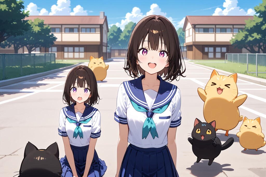 朝の道、笑顔とふわふわ