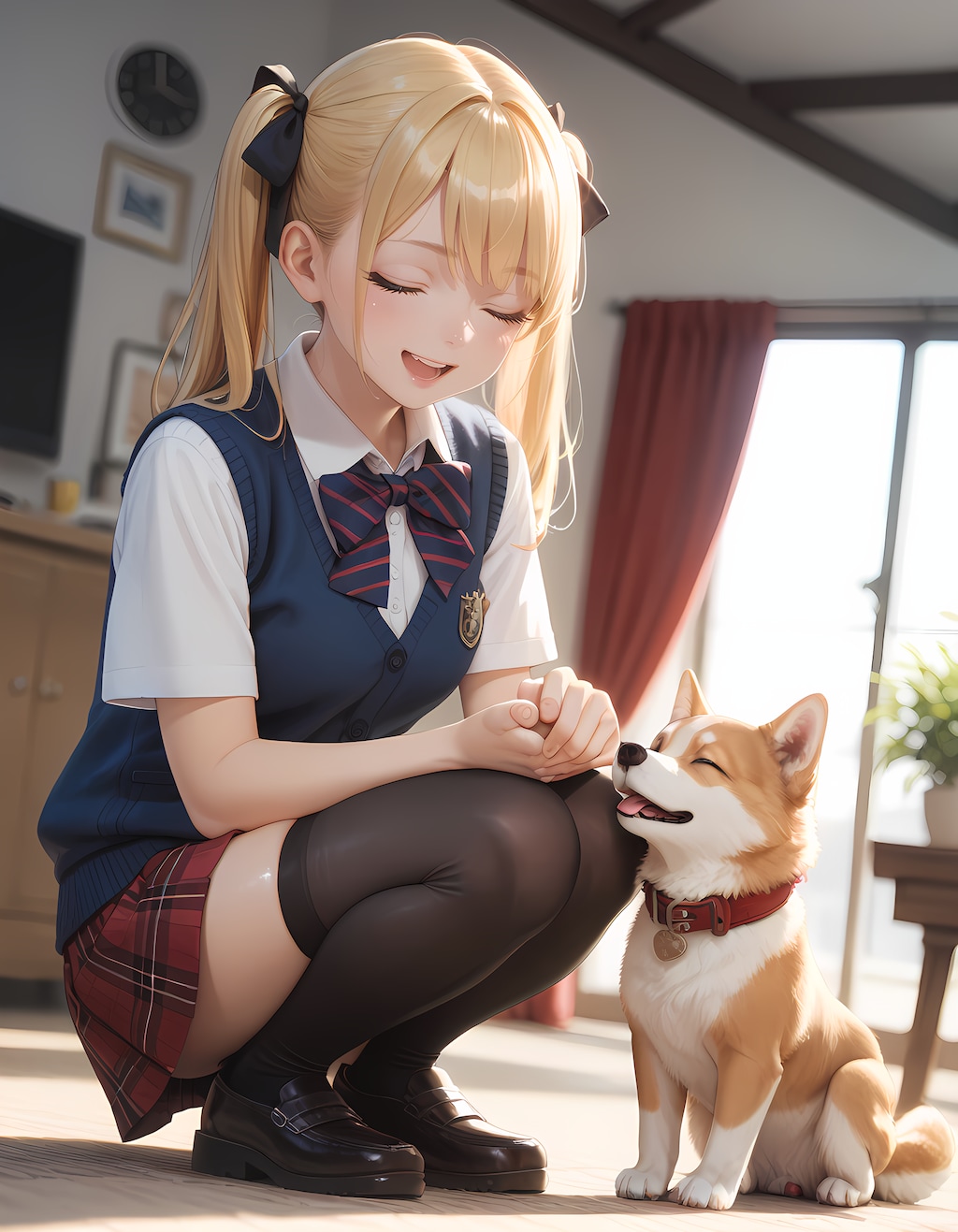 金髪お嬢様とワンちゃん💕
