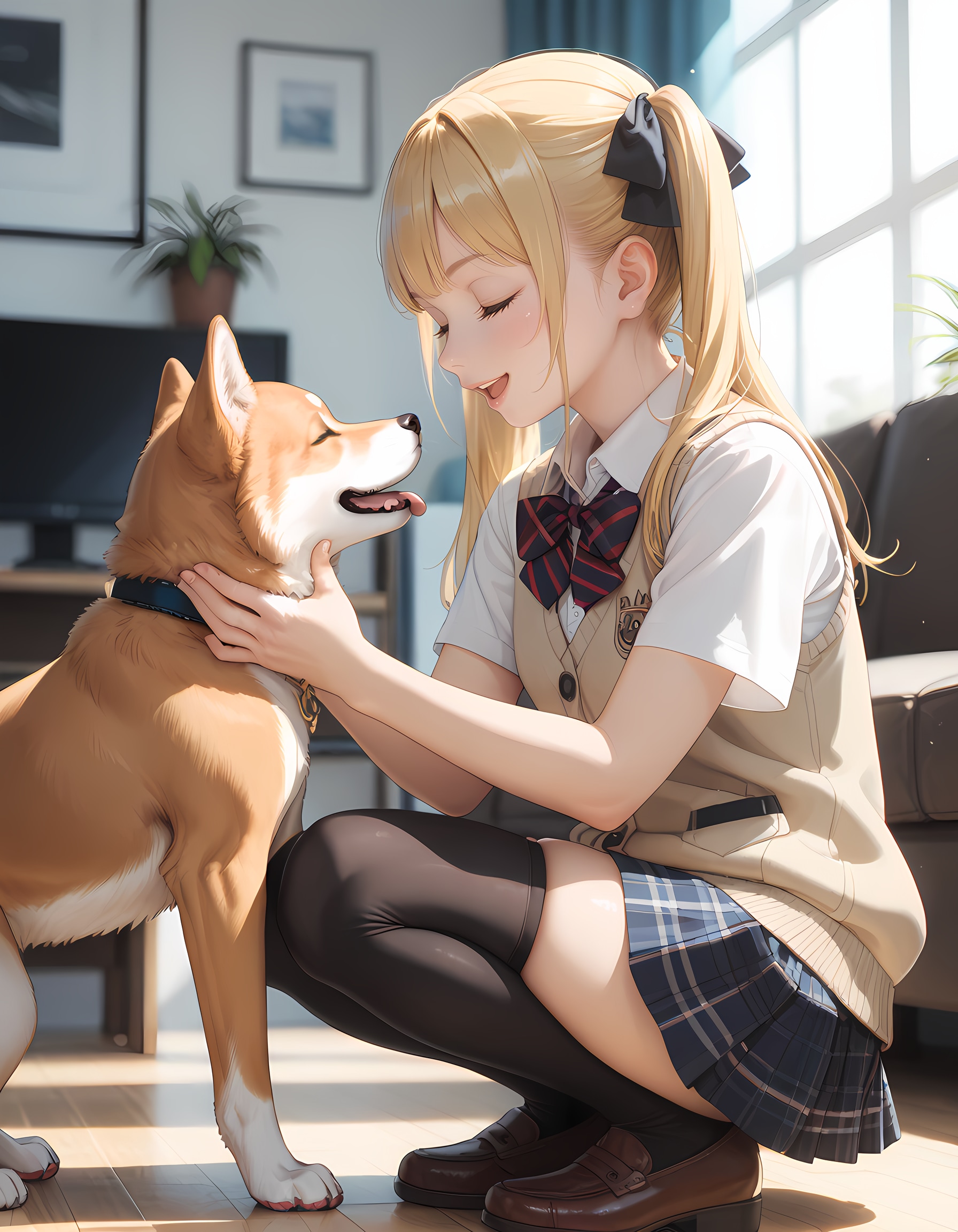 金髪お嬢様とワンちゃん💕 | の人気AIイラスト・グラビア
