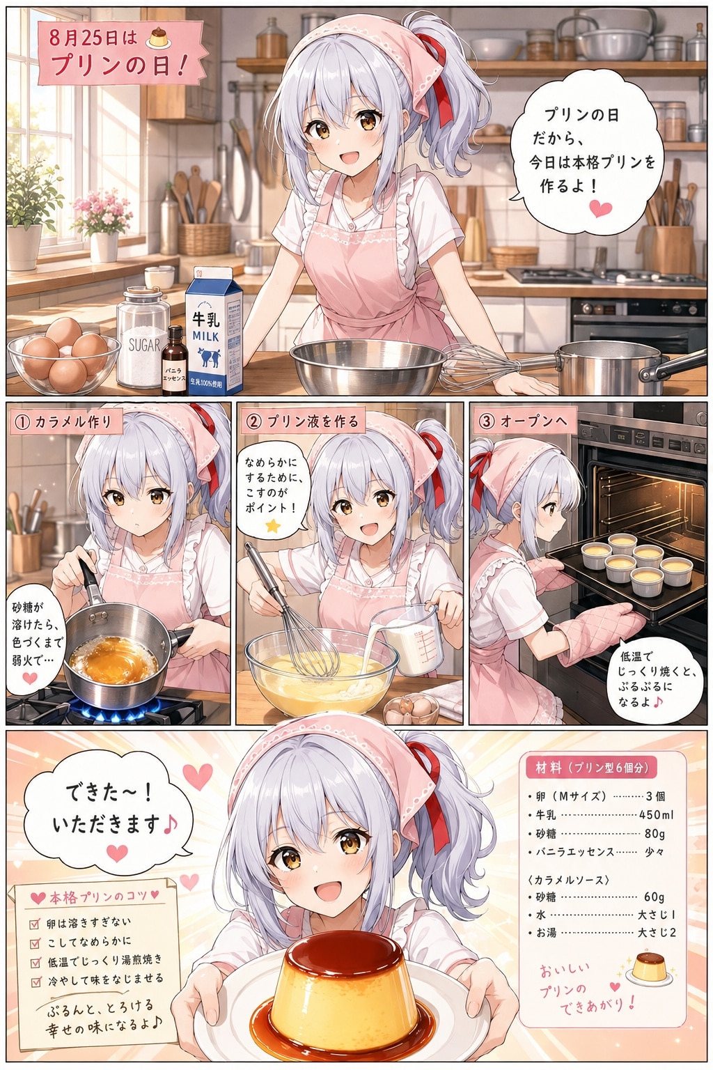エル「8月25日はプリンの日っ！作りましょーぉ！」 | の人気AIイラスト・グラビア