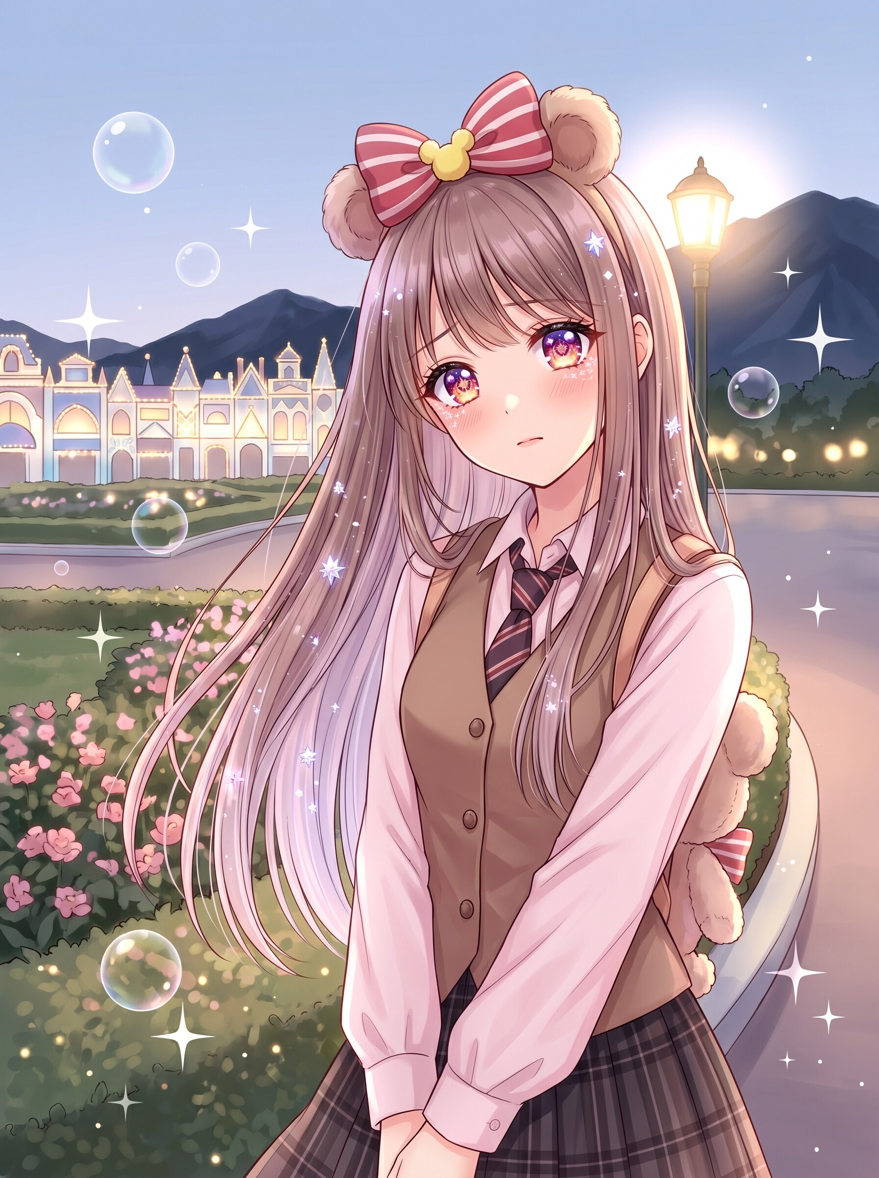 黄昏花灯少女