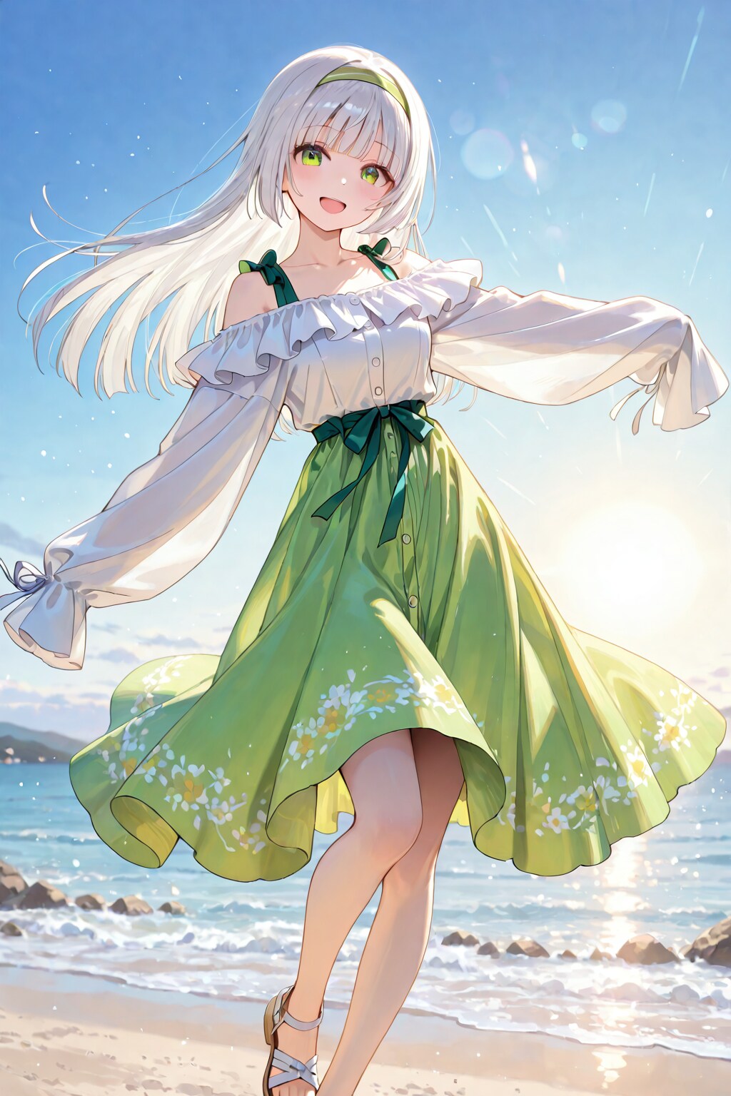 白と緑の子 | の人気AIイラスト・グラビア