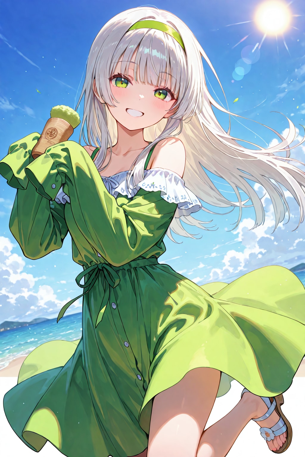 白と緑の子