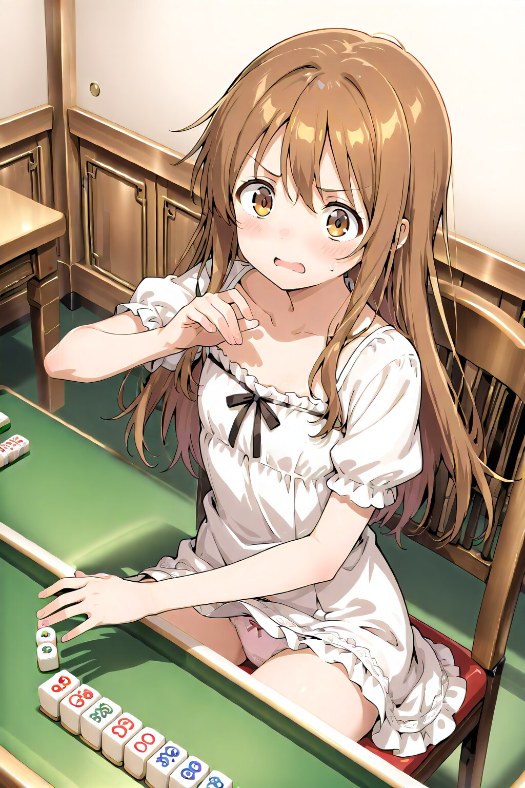 脱衣麻雀なのにワンピース着てきちゃった