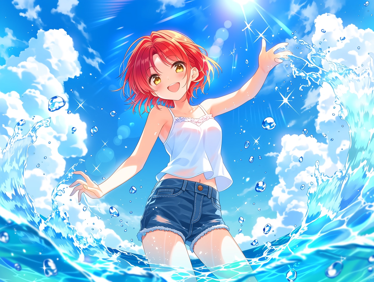 爽やか赤髪金眼ショート（１）niji7 ECHIDNA | の人気AIイラスト・グラビア