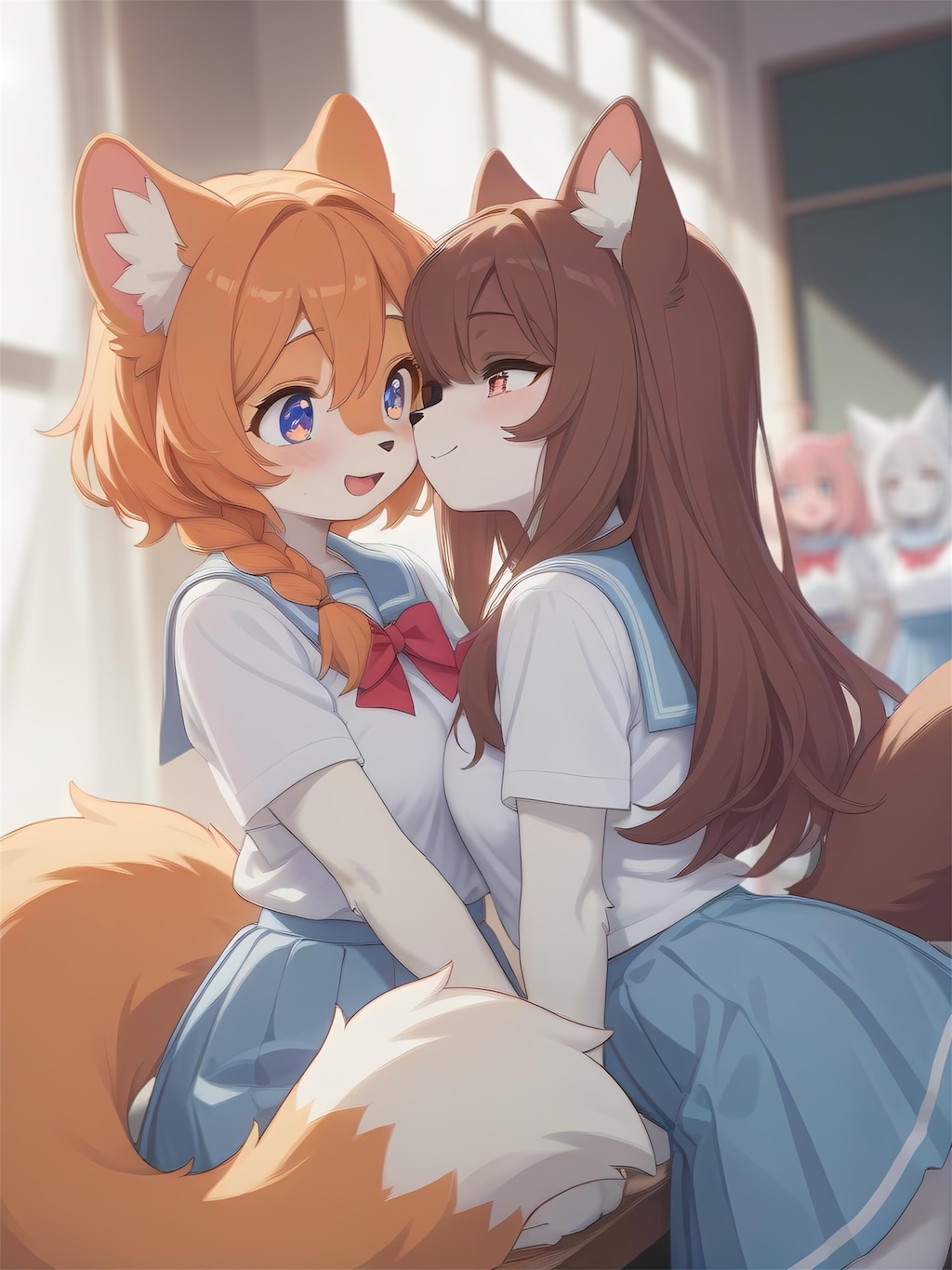 ケモ百合『おはようの鼻チュッ』