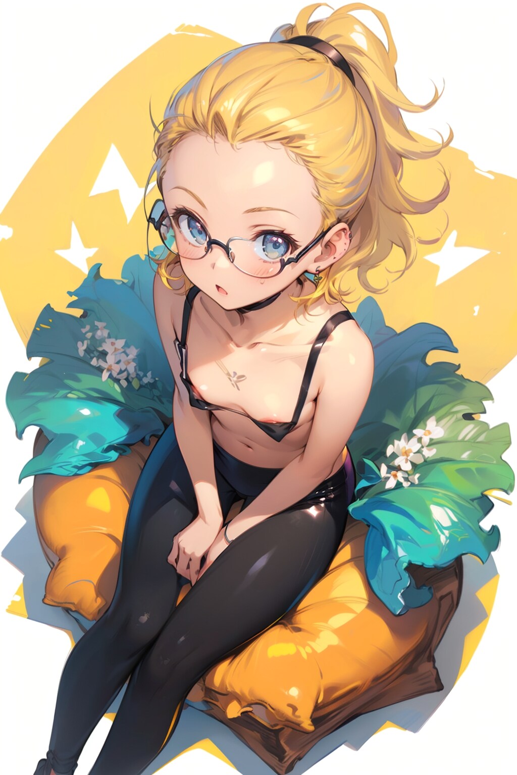はみ乳の眼鏡っ娘
