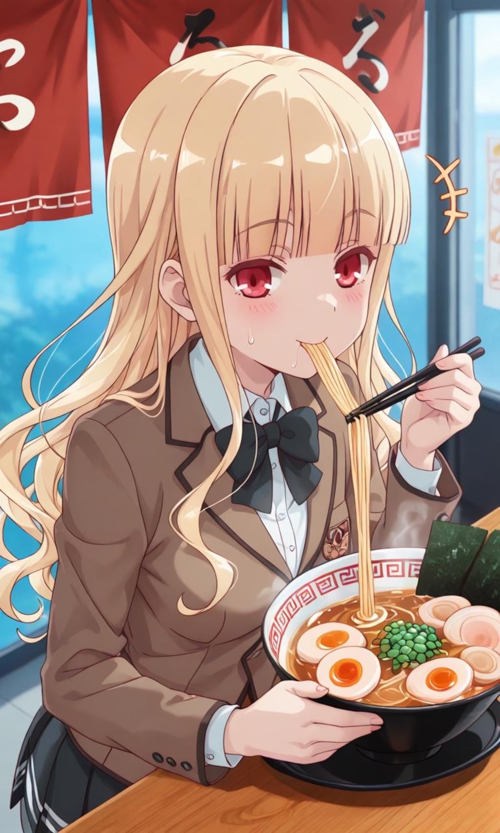 ラーメン食べる小泉さん