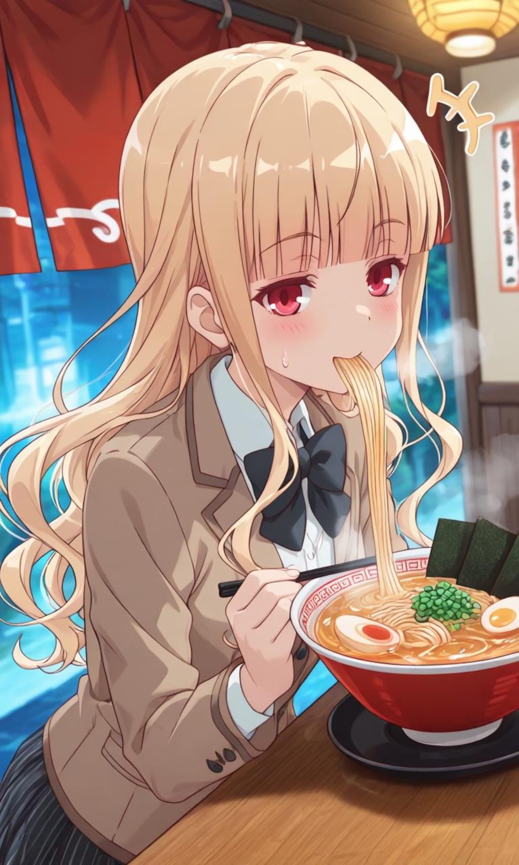 ラーメン食べる小泉さん