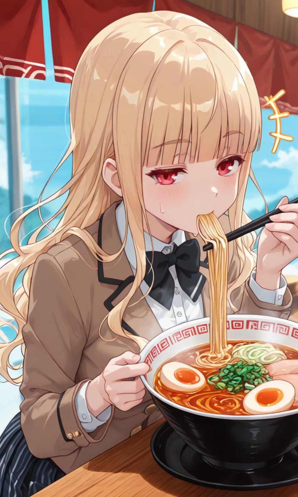 ラーメン食べる小泉さん