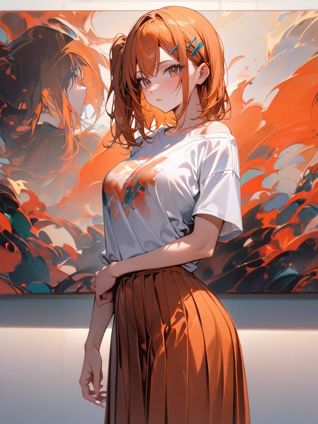 《肩だしTシャツ》drop shoulder T-shirt