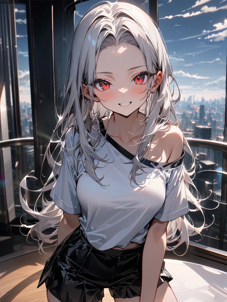 《肩だしTシャツ》drop shoulder T-shirt | の人気AIイラスト・グラビア