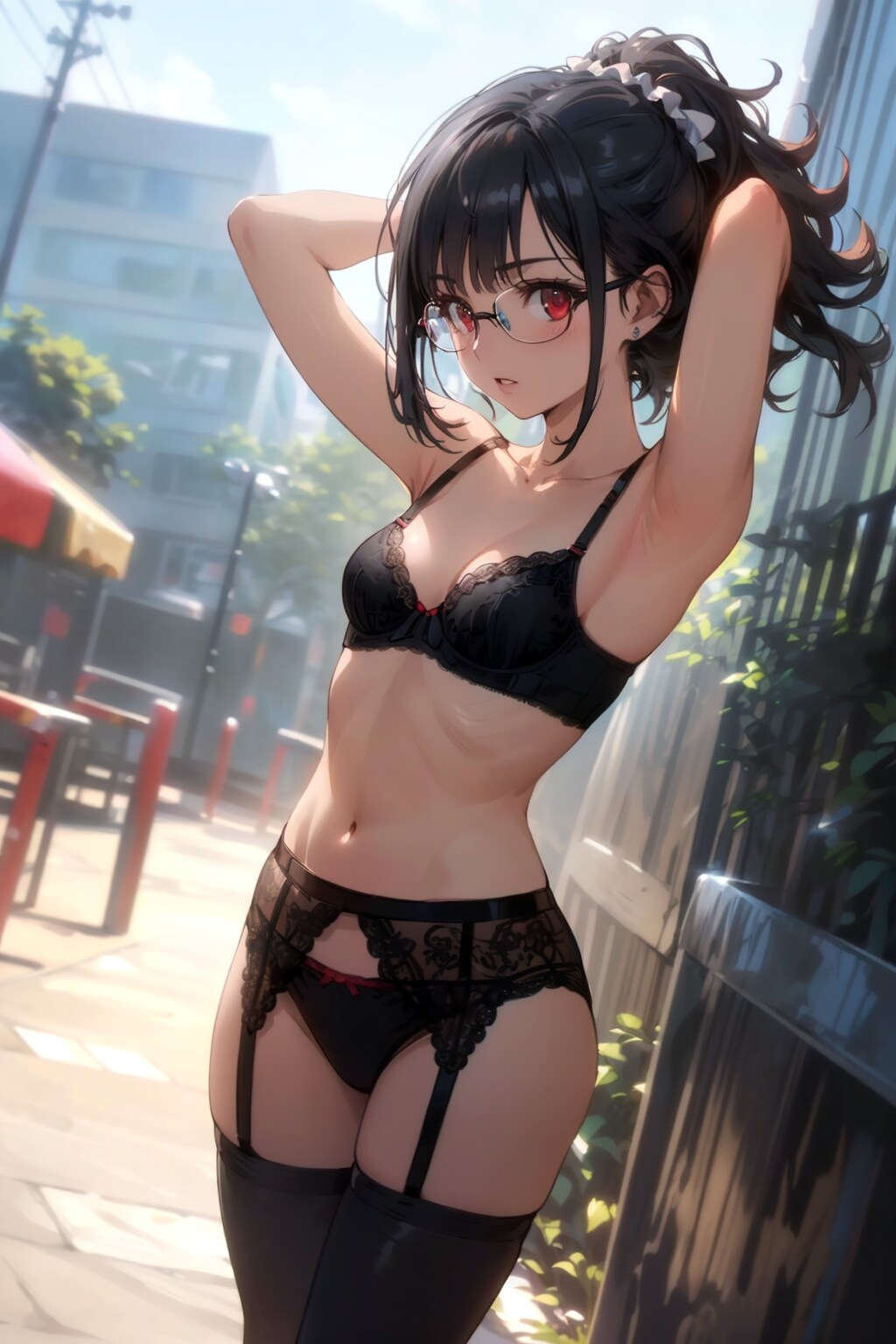下着の眼鏡っ娘