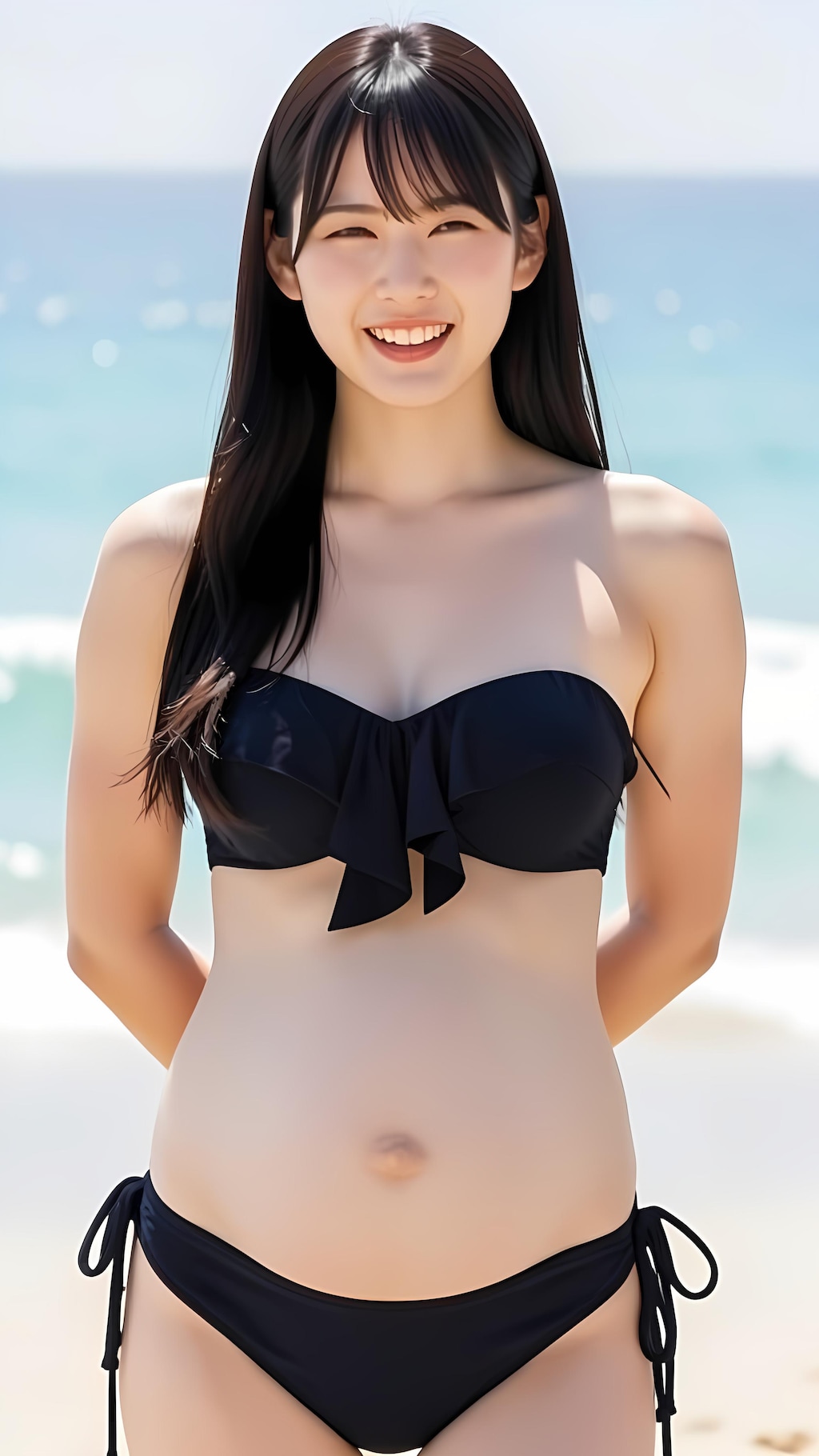 妊婦になってもビキニで海水浴