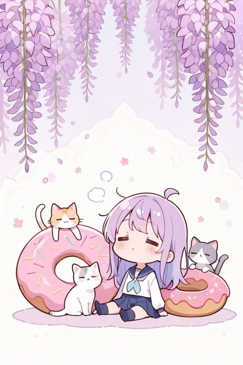 紫髪ちゃんと猫
