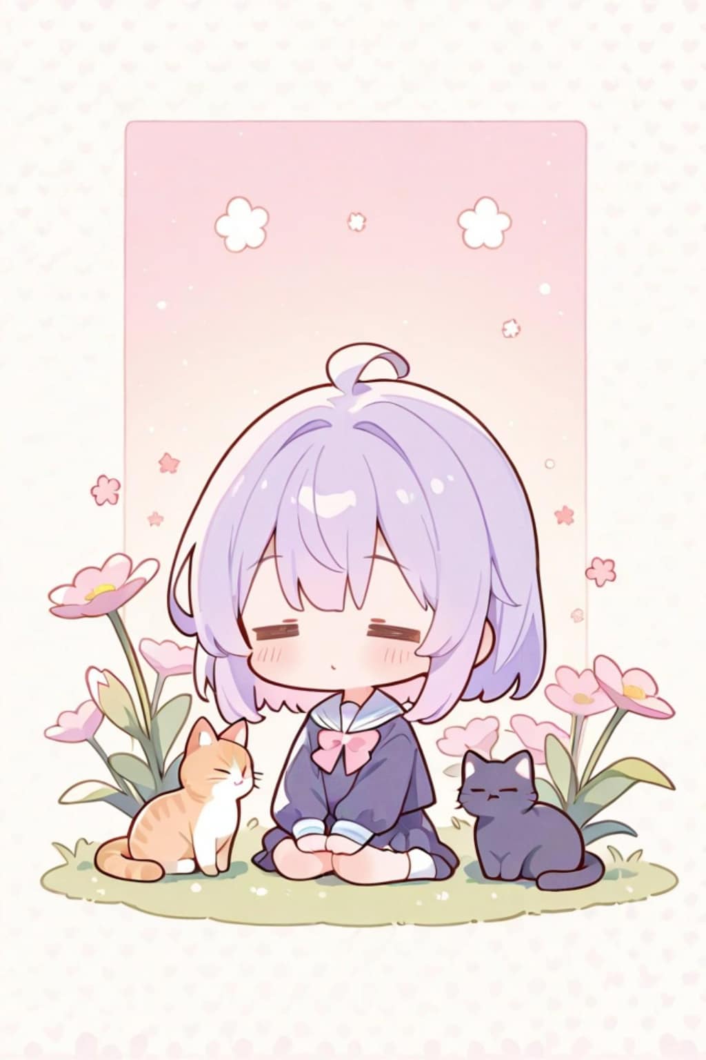 紫髪ちゃんと猫