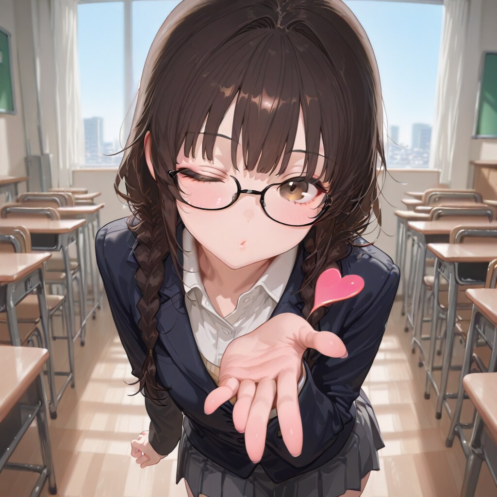 三つ編みちゃんの投げキッス | の人気AIイラスト・グラビア