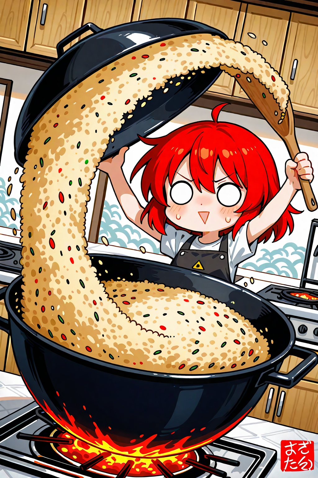 料理する赤髪ちゃん