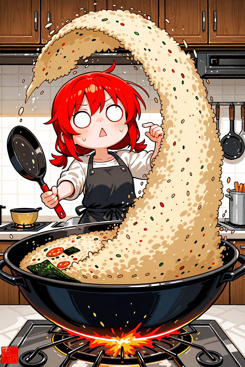 料理する赤髪ちゃん