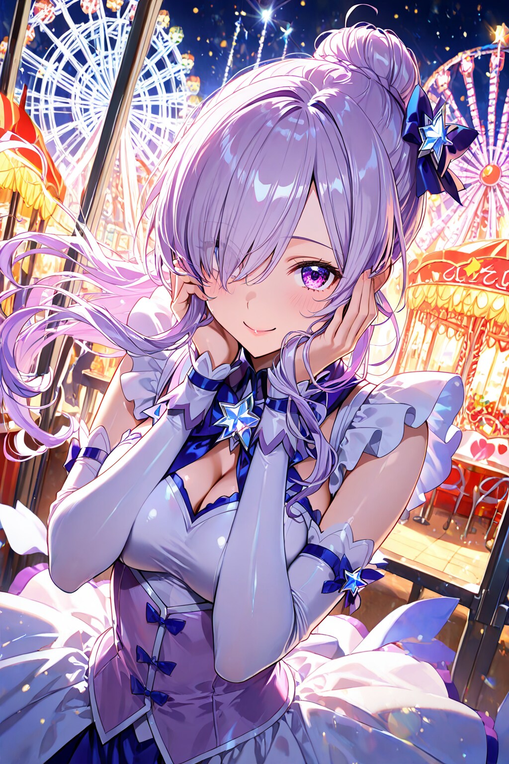 メカクレアイドルさんと♡　遊園地デート | の人気AIイラスト・グラビア