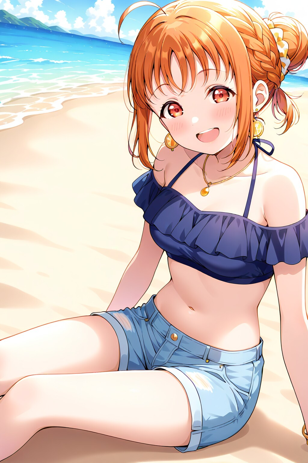 ゴールデンウィーク旅行で千歌っちと海岸。（Aqoursでダントツ可愛い(*^◯^*)