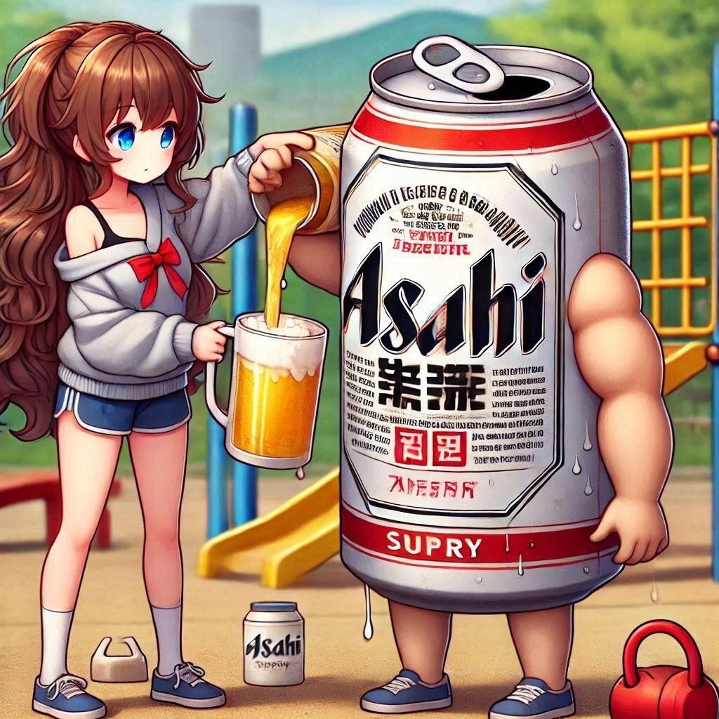 運動後のビールが美味しいか確認する女の子