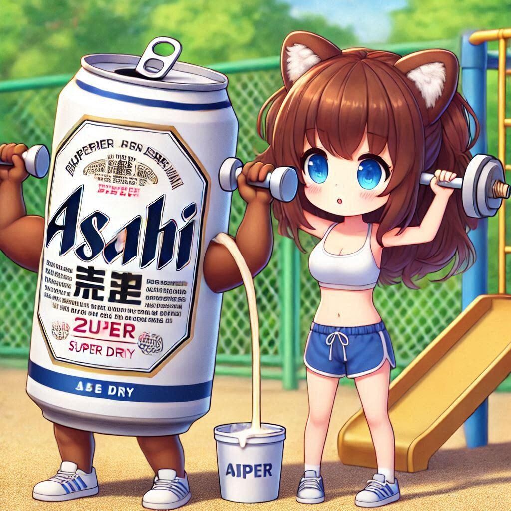 運動後のビールが美味しいか確認する女の子