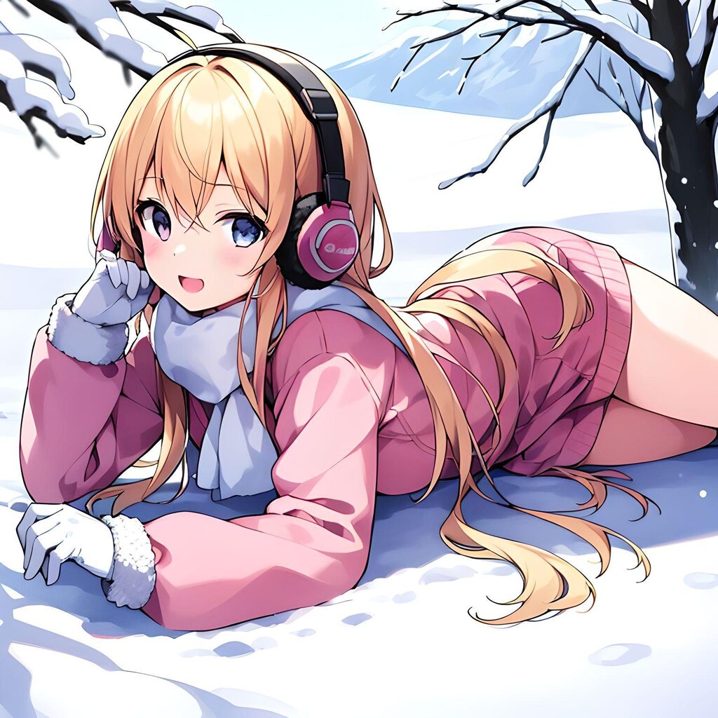 雪に埋もれる少女