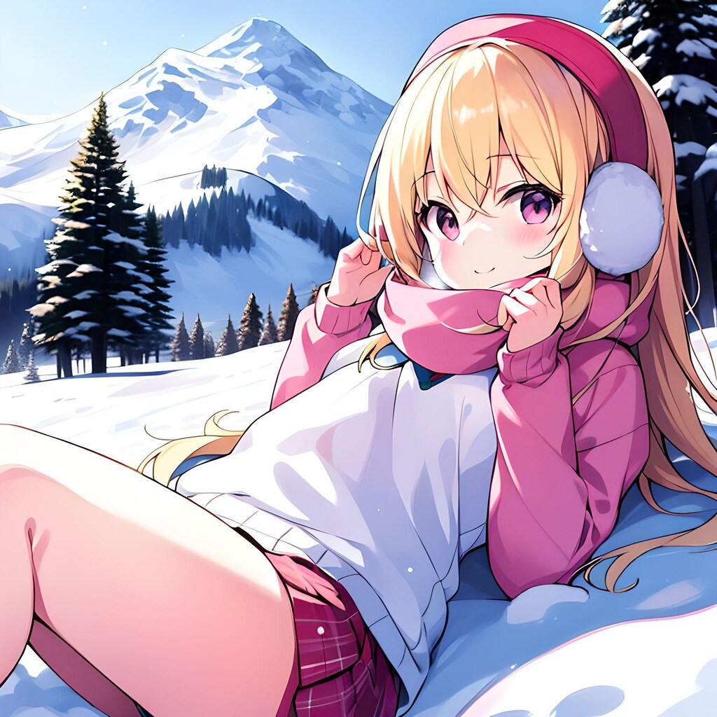 雪に埋もれる少女