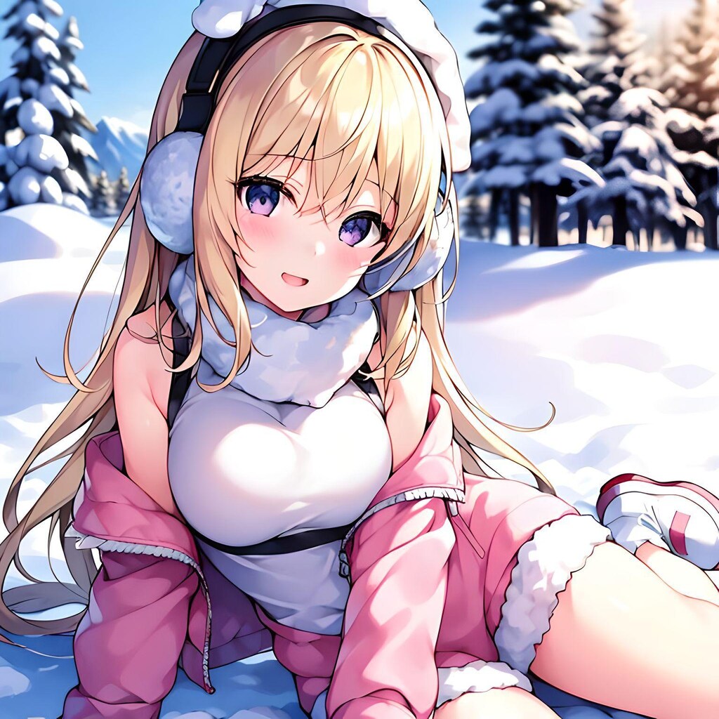 雪に埋もれる少女