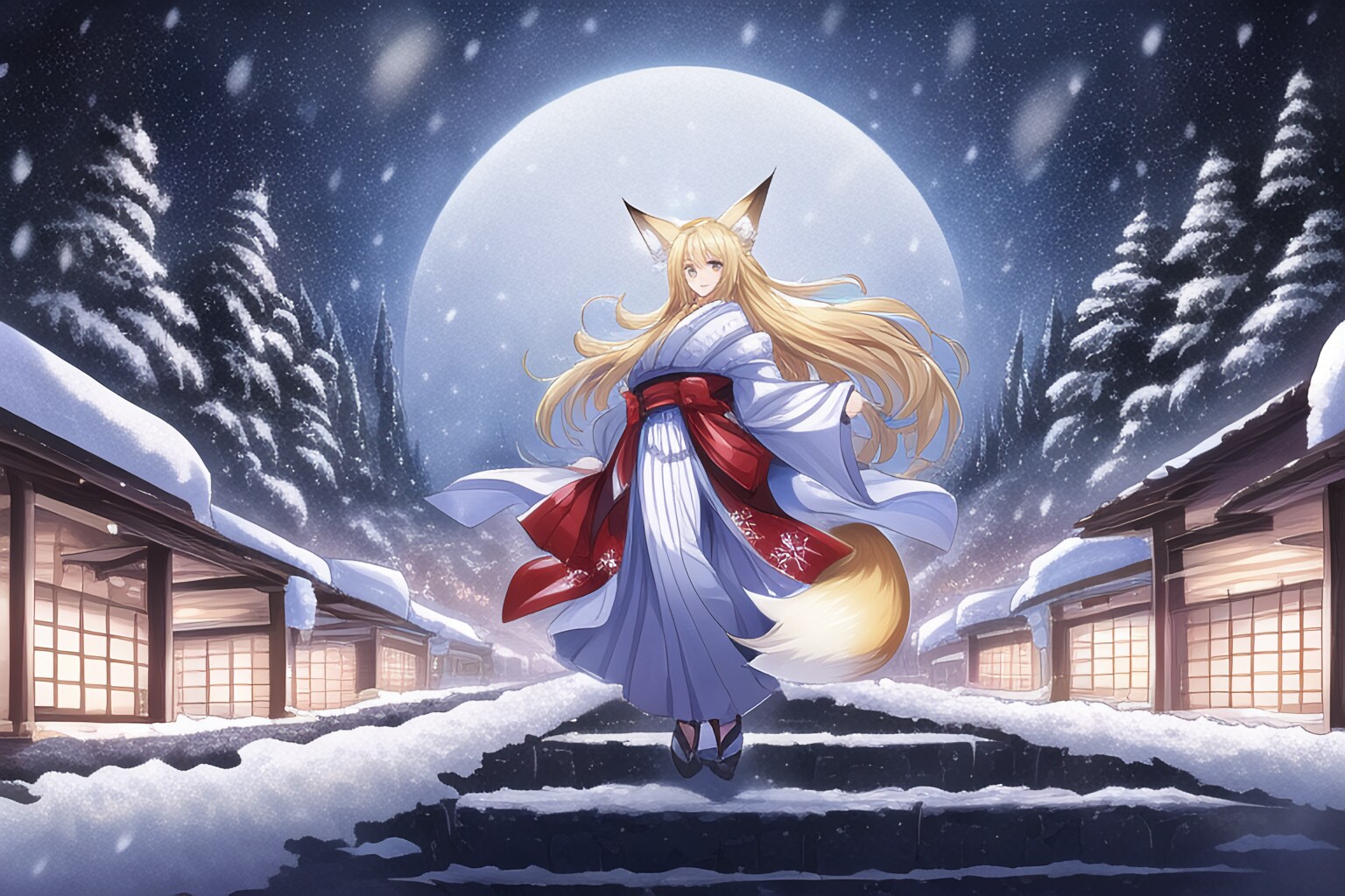 雪と月