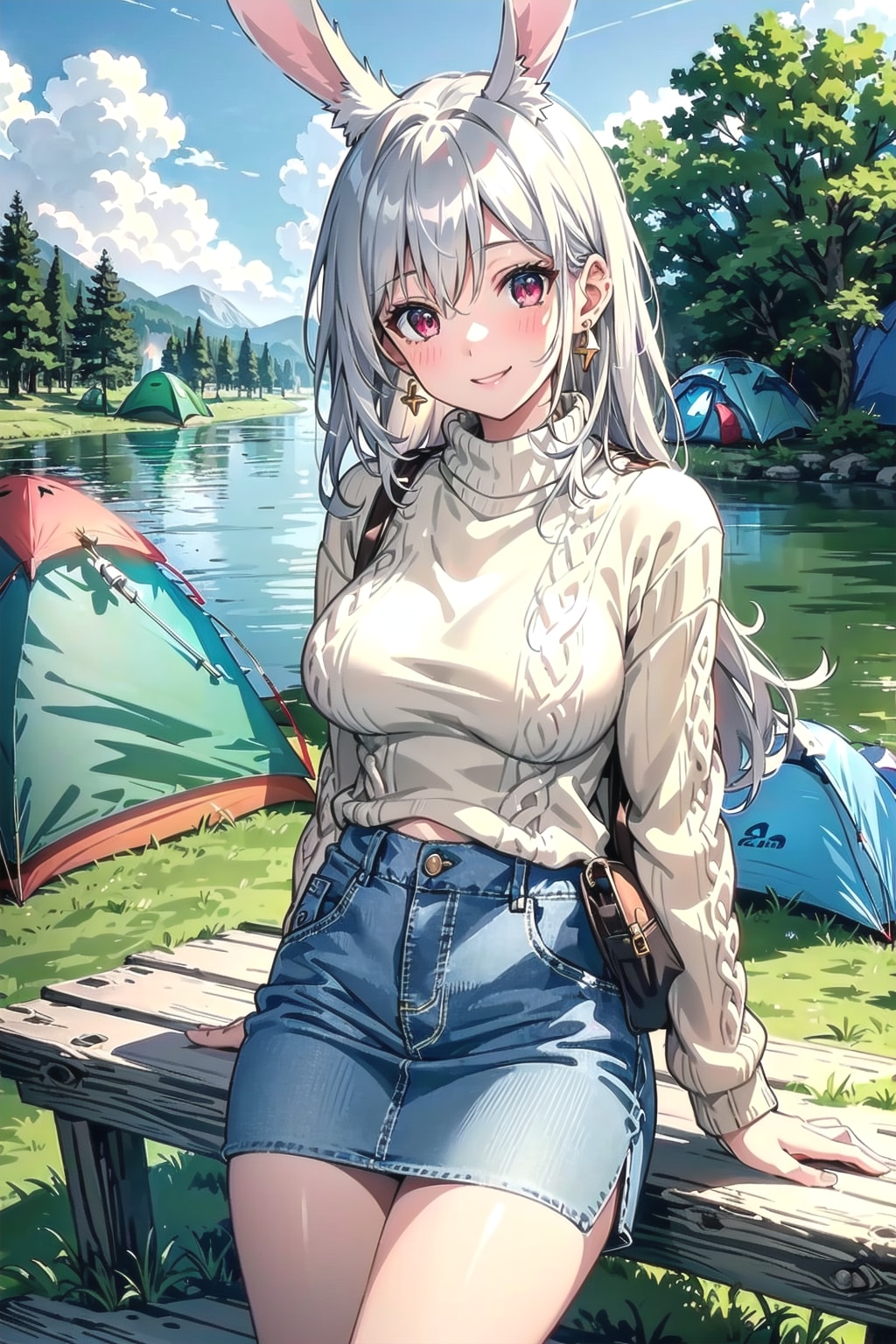 川辺でキャンプなのです🏕🐰✨ | の人気AIイラスト・グラビア