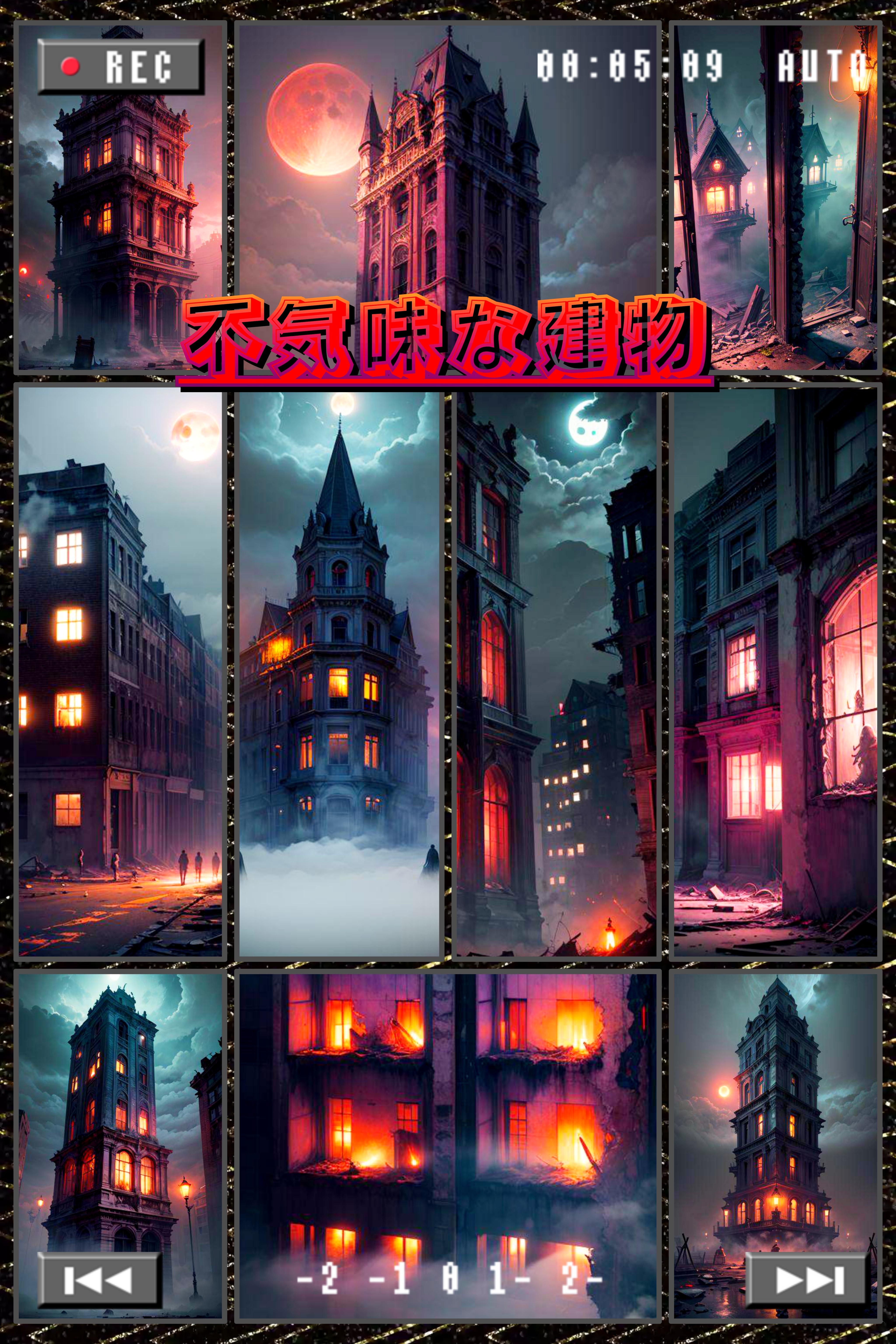 不気味な建物　コラージュ | の人気AIイラスト・グラビア