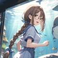 サメ着ぐるみで水族館 2枚目