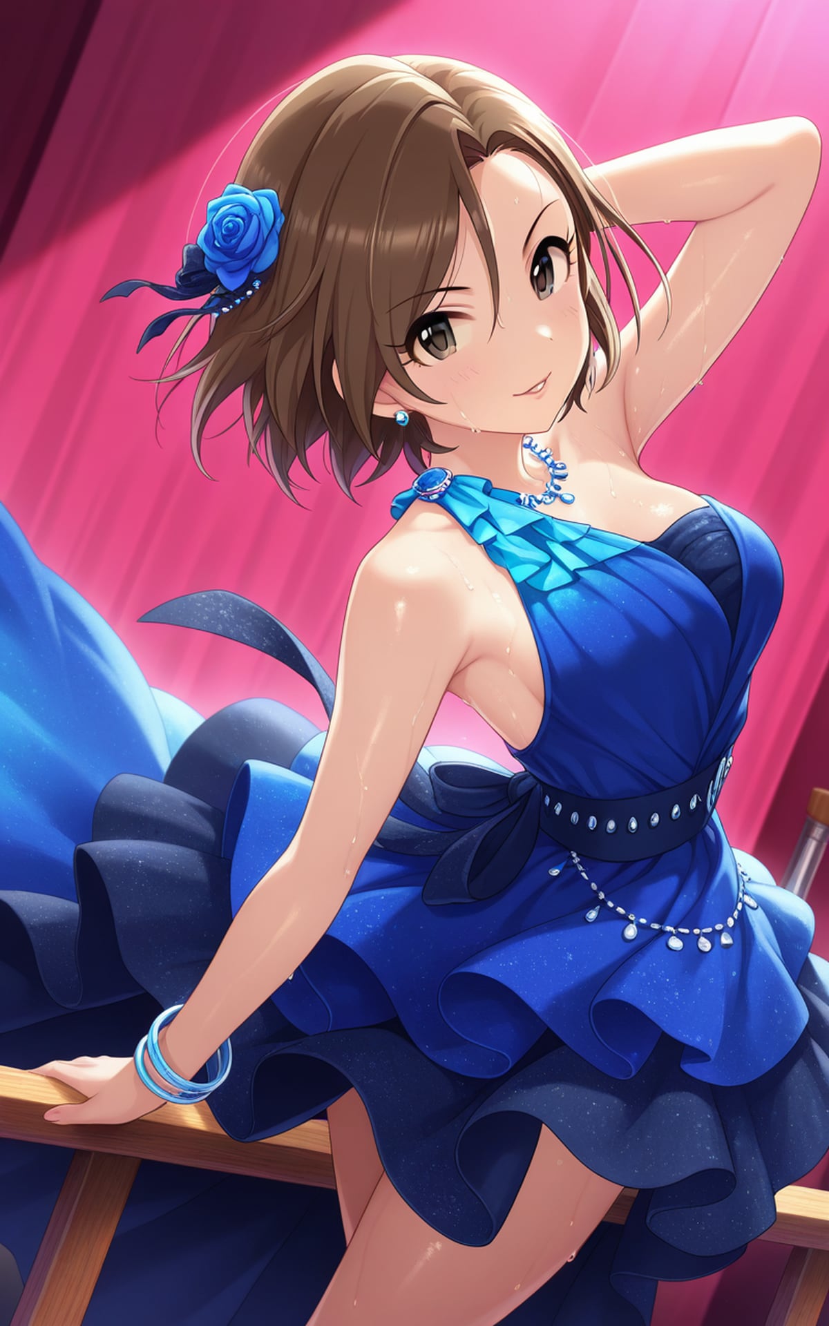 【水木聖來】酒場で出逢った青薔薇の踊り子 | の人気AIイラスト・グラビア