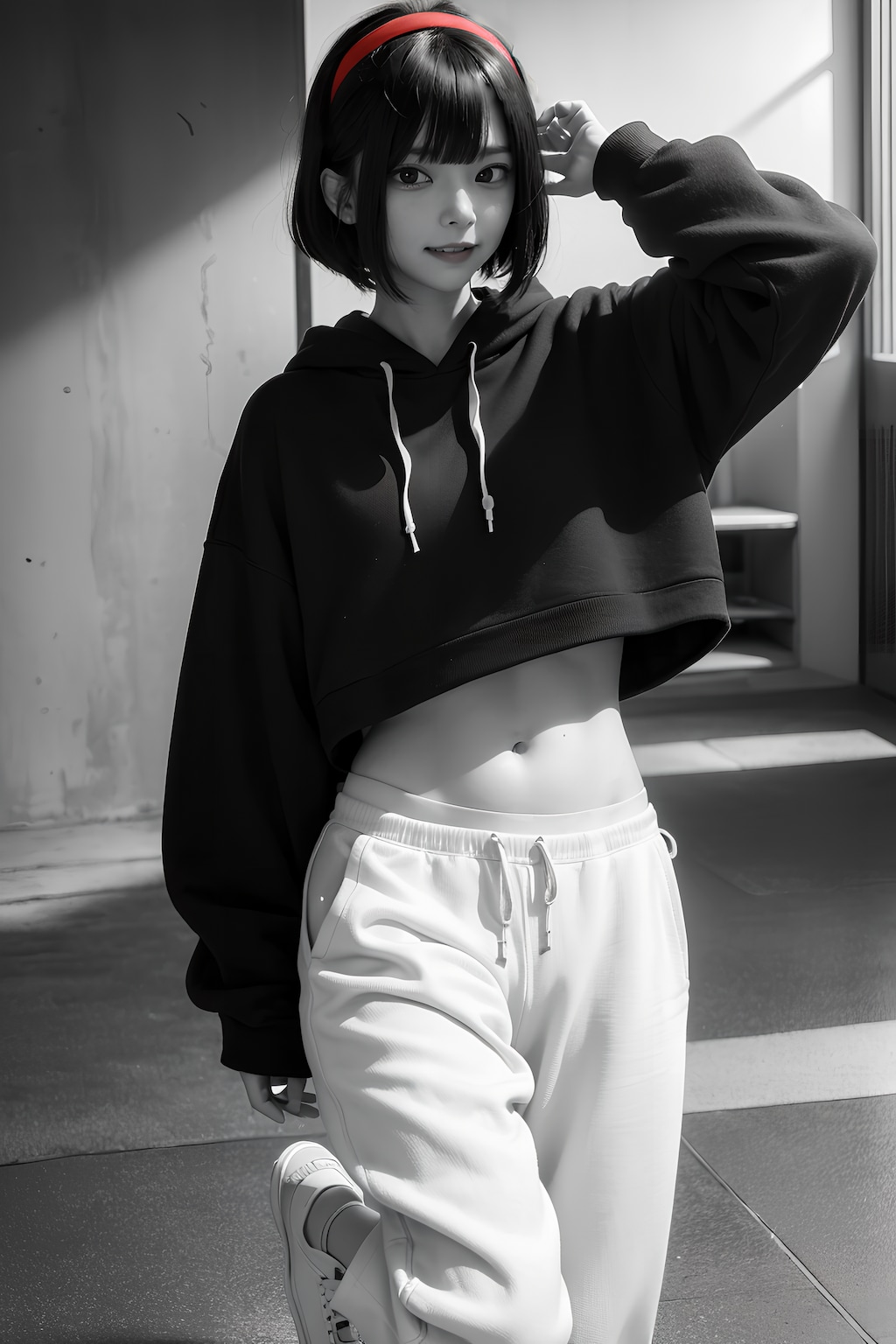 黒眼黒髪白パーカー