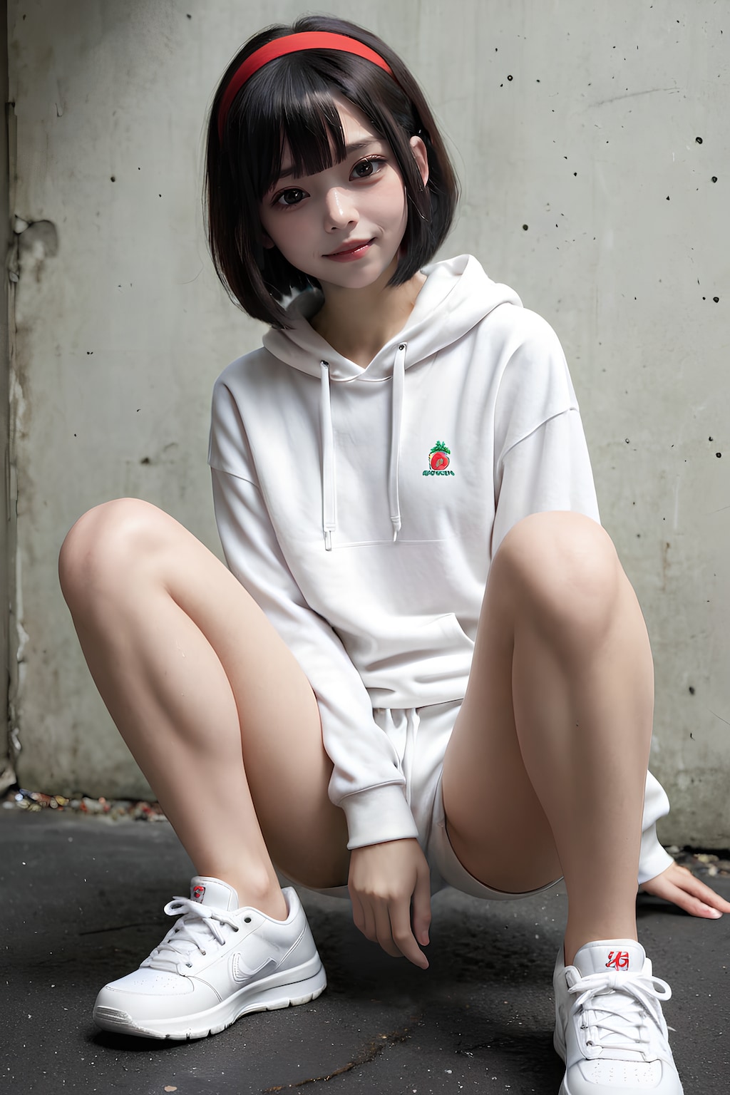 黒眼黒髪白パーカー