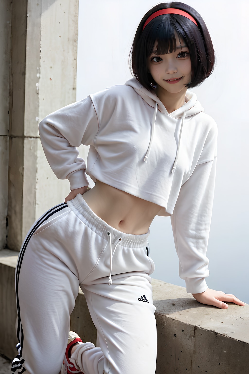 黒眼黒髪白パーカー