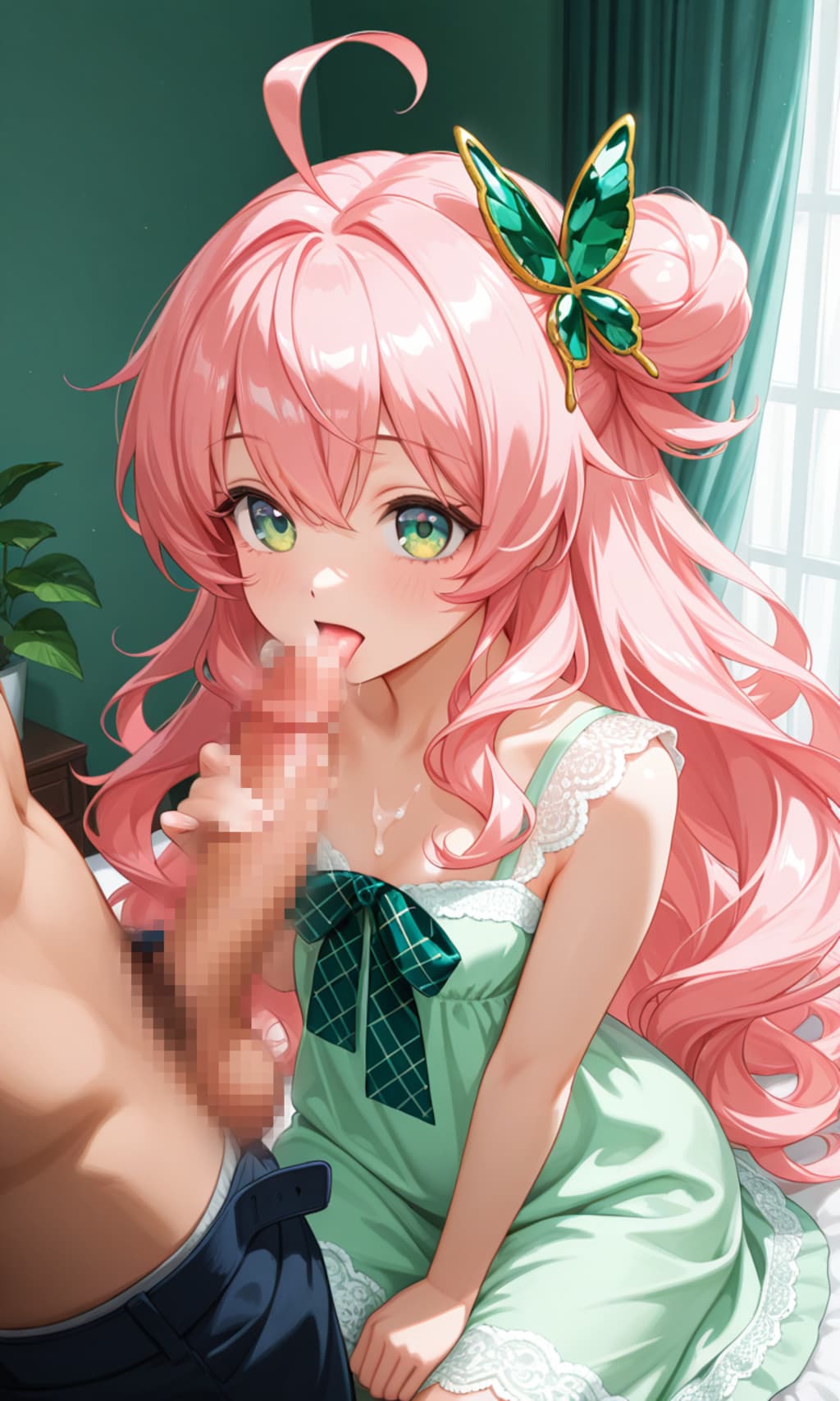 ピンク髪ちゃんのフェラ