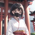 マスク黒髪巫女さん 2枚目