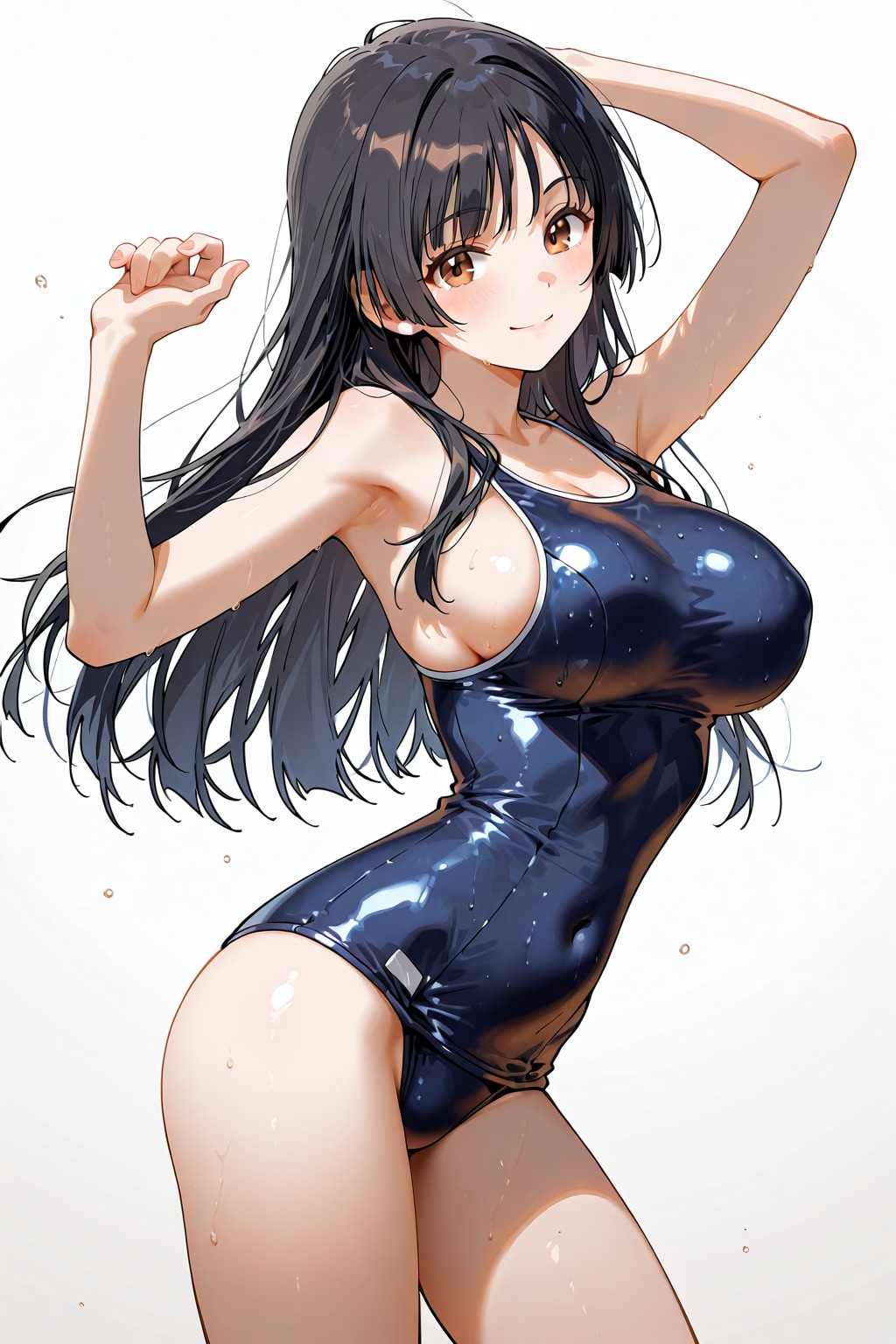 スク水 黒髪ダイナマイト美少女