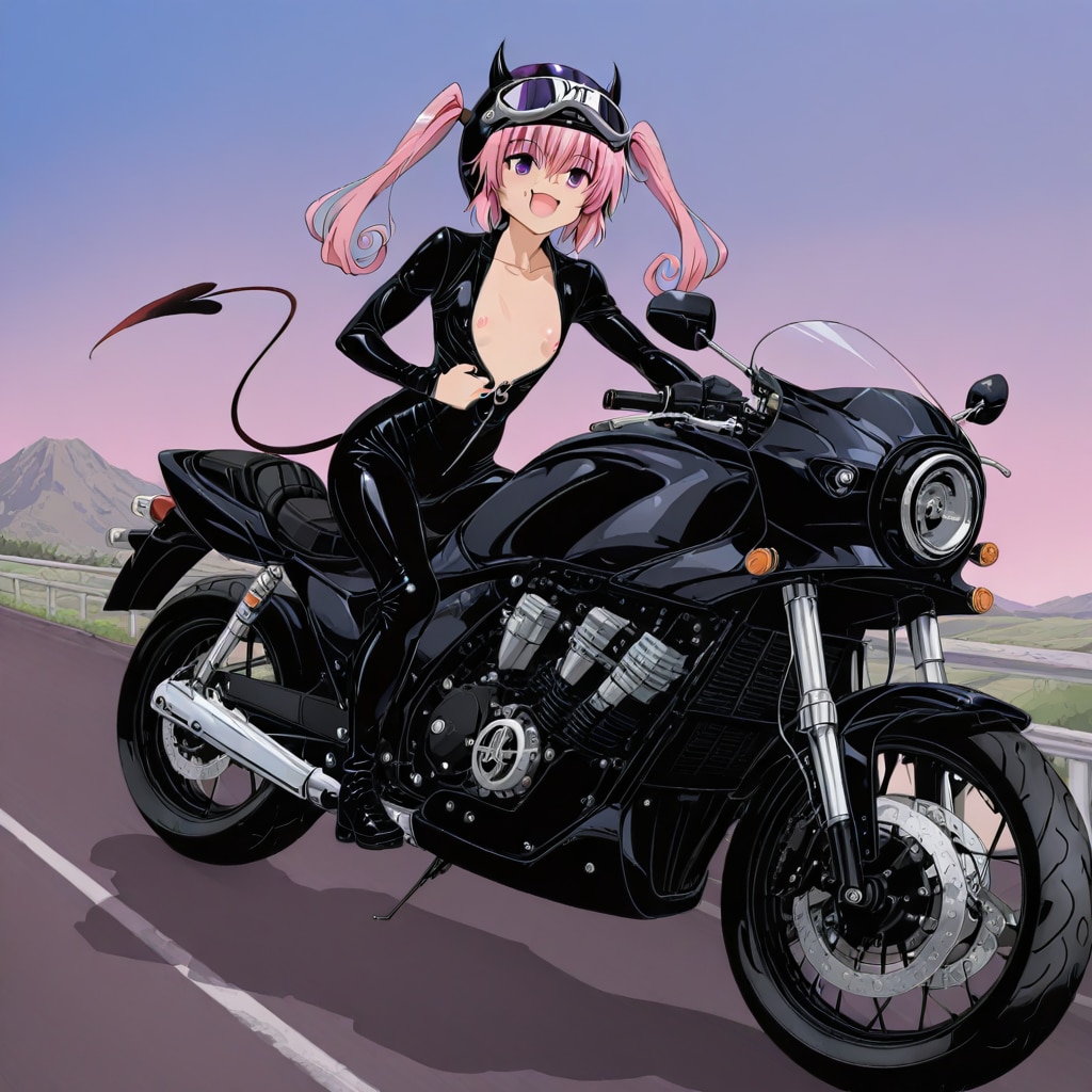 バイクに乗ったナナ・アスタ・デビルーク