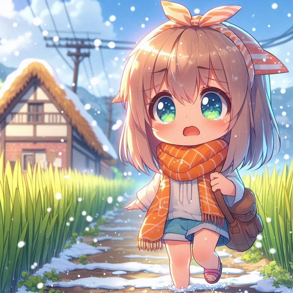 寒さの夏はオロオロ歩く女の子